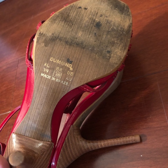 Dumond red sandals heel size 9 - Picture 5 of 6